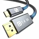 Silkland Cavo USB C Thunderbolt 4/3 a DisplayPort 1.4 2M, 8K@60Hz, 4K@144Hz/120Hz, 5K@60Hz, 2K@240Hz/144Hz, 32.4Gbps, 8K, per MacBook Pro 2021, Mac Mini M1, iPad Pro, XPS 15/13