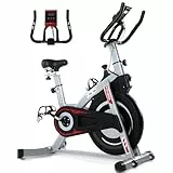 ISE Bici da Fitness con Volano 10 KG, Cyclette Ergonomica Bicicletta a Casa, con Sensore Integrato, Sella e Manubrio Regolabile, LCD Schermo, Porta Celullare, Ruote di Trasporto, Max.120 KG, SY-7020
