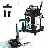 Cecotec 20 L Aspirapolvere Solidi e Liquidi Conga Rockstar Wet & Dry Acciaio MAX. 1400 W, 22 kPa, sistema di drenaggio, aspiratore e soffiante, struttura in metallo, ruote, raggio d'azione 5 m