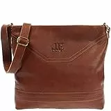 LECONI borsa a spalla borsa a spalla da donna borsa a tracolla in pelle naturale morbida borsa a mano donna in pelle 32x28x5cm marrone LE0066