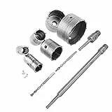 AYNEFY Frese a Tazza carotatrice, Set di 10 Pezzi carotatrice Muro Punte SDS Muro 35mm/40mm/50mm/65mm/82mm/110mm e Gambo Estensione Sega a Tazza SDS Plus, Punte per carotaggio in Lega