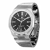 SAPPHERO Orologio Uomo Impermeabile 100M Al Quarzo Argento Cinturino Acciaio Inox Data Calendario Nero Blu Uomini Orologi Regali da Polso per gli Uomini