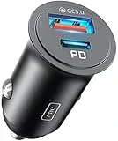 INIU Caricatore Auto, Ricarica rapida Caricabatterie Auto USB C 30W+USB A 30W Per iPhone 15 14 13 12 Pro Max Samsung Huawei iPad MacBook