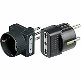 BTicino S3610G Adattatore Tris con 1 Presa Tedesca 2 Prese, 10A, Colore Antracite, Nero + S3625G Adattatore con Spina Tedesca e Presa Bipasso, Corrente massima 16 Ampere, Nero