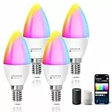 Aigostar Lampadina Alexa E14 SL2 WiFi Lampadine Smart LED 6.5W 555LM, Lampadina Intelligente RGBCCT Dimmerabile, 2700K-6500K, Sincronizza con la musica, compatibile con Alexa/Google Home, 4 Unità.