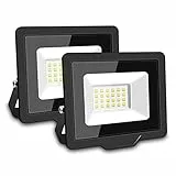 SKYWORLD 20W Faretto LED da Esterno 2 Pezzi, 2000LM Luce di Sicurezza Fari LED Bianca Fredda 6000K, Lampada LED Faro Esterno Impermeabile IP66 Luminosa Faretti per Giardino Corridoio Garage Piazza