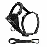 Kurgo Tru-Fit - Pettorina intelligente per Cani, Pettorina da Passeggio, per Addestramento Anti-Tiro, Include Cintura di Sicurezza - Nero, XL