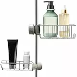 2 Pezzi Mensole per Doccia Senza Foratura 18mm-27mm Antiruggine Acciaio Inossidabile Portasapone Doccia Porta Shampoo - Portaoggetti Bagno con Gancio per Asta della Doccia Vasca da Bagno Cucina