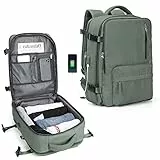 SZLX Borse da Cabina per easyjet 45x36x20 zaino da viaggio donna Ryanair 40x20x25 Bagaglio a Mano con porta usb zaino da viaggio aereo bagaglio a mano zaino per laptop Casual DaypackVerde scuro