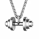 U7 Acciaio Inossidabile Collana con Ciondolo Collana con Manubri Collana Hip Hop per Uomo Donna Tema Sportivo Gioielli