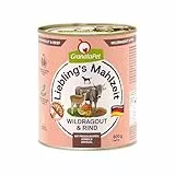 GranataPet Liebling’s Mahlzeit carne di selvaggina e manzo, cibo per cani, cibo umido per cani, scatolette per cani senza cereali e zuccheri aggiunti, alimento cani completo, 6 x 800 g