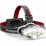 Victoper Torcia Frontale Lampada Frontale LED Ricaricabile Luce Frontale Super Luminosa 18000 Lumen 8 LED USB Ricaricabile Regolabile Impermeabile Per Campeggio Pesca Grotta Jogging IPX5