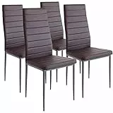 BAKAJI Set 4 Sedie Moderne sala da Pranzo Salotto Cucina Seduta Imbottita Ecopelle 4x Sedie in Promo Struttura Acciaio (Marrone)