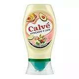 Calvé, Salsa Avocado e Lime, Formato 250 ml, Salsa a Base di Avocado e Lime, Ideale per Pokè, Tacos, Nachos e Hamburger Vegetali, Senza Conservanti, Senza Glutine, Vegano, Bottiglia 100% Riciclata