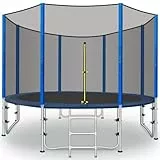 Trampolino da Giardino Φ244cm/305cm/366cm Trampolino Bambini Tappeto Elastico con Rete di Sicurezza Scaletta Copertura Bordi e Accessori