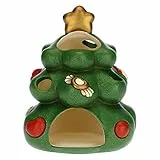 THUN - Porta Candela a Forma di Albero di Natale - Decorazioni Natale Casa - Ceramica - 11 x 10,5 x 12,5 h cm