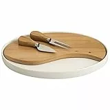 Brandani . Tagliere Legno Formaggi Porcellana Bianca 54714 Ovale Inox
