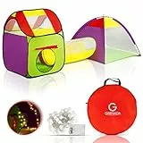 GRINADA® Tenda Gioco Bambini Con Tunnel Castello Principesse Capanna Pieghevole Casetta Per Bambini Giochi Per Bambina Con Luci Led Idea Regalo Giochi Bimbo