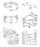 ORAZIO 6 Pezzi Bracciale da Braccio Superiore per Donne Ragazze| Bracciale Bobina Aperto Set Bracciale Avambraccio a Spirale Serpente Semplice Bobina Bracciale Regolabile per Accessori di Halloween