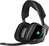 Corsair VOID ELITE Wireless Cuffie Gaming con Microfono, Audio 7.1 , Wireless 2.4 GHz a Bassa Latenza, 12 metri di Portata, Personalizzabili Illuminazione, Compatibile con PC/Mac/Playstation, Nero