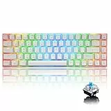 UrChoiceLtd 60% Tastiera da gioco meccanica Tipo C cablata 68 tasti 18 Retroilluminazione RGB Tastiera impermeabile USB Tasti anti-ghosting completi per giocatori e dattilografi (bianco)
