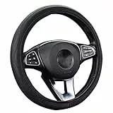 Gvoplatee Coprivolante Auto Universale Nero in Finta Pelle | Copertura di Volante Diametro 37-39 cm,Accessori Auto Interno.