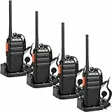 Retevis RT24 Walkie-Talkie Professionali, Ricetrasmittenti Radioline Walkie Talkie, PMR446 Licenza-Libero, VOX 16 Canali CTCSS/DCS, Ricetrasmettitore Lunga Distanza con Auricolare (4 Pezzi, Nero)