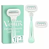 Gillette Venus Smooth Sensitive Rasoio Donna, 1 Manico e 2 Lamette di Ricambio (da 3 Lame), per una Rasatura Fluida Profonda Duratura, con Striscia Idratante