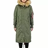 ALPHA INDUSTRIES Long Fishtail Wmn-Giacca Invernale da Donna, Verde Salvia, S