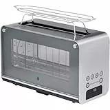 WMF Lono - Tostapane in vetro con inserto per panini, 2 fette XXL, capacità motorizzata, funzione di riscaldamento, 7 livelli di doratura, tostapane in acciaio inox opaco