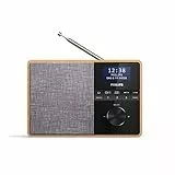 PHILIPS AUDIO R5505/10 Radio Portatile Con Bluetooth, Cabinet In Legno, Dab e Fm, Driver Dell'Altoparlante Full Range Da 3 Pollici, Timer Cucina, Alimentazione A Corrente O A Batterie, Nero Lucido