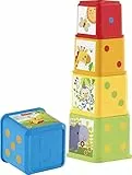 Fisher-Price - Blocchi degli Animali, set di 5 blocchi colorati con facce illustrate, da incastrare e impilare per un divertimento sensoriale, giocattolo per bambini, 6+ mesi, CDC52
