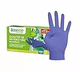 Bayeco - Guanti Monouso in Nitrile - Colore Blu - Ambidestri - Finitura Bordo Arrotolato - Dita Testurizzate per Una Presa Migliore - Confezione da 100 Pezzi - Taglia L