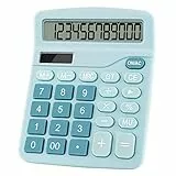 Juliyeh Grande calcolatrice da scrivania di base a doppia alimentazione a 12 cifre,Scrivania di base a doppia alimentazione a doppia alimentazione solare e batteria,scuola, casa e lavoro (colore blu)