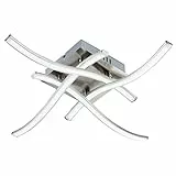 B.K.Licht Plafoniera Led Soffitto Moderna, dimensione 47,5x47,5cm 230V, LED integrati 4x3,4W 4x350Lm, Lampadario cucina soggiorno camera da letto, Lampada da Soffitto LED, luce calda, nickel opaco
