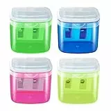 4 Temperamatite con Serbatoio, a Doppio Foro, per Astuccio - Ideali per Bambini, Studenti, Scuola, Casa e Ufficio - Set di 4 Pezzi Colorati.