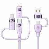 wiredge Cavo di ricarica multiplo 6 in 1 100 W PD, cavo di ricarica rapida USB A/USB C a iP/Micro USB/tipo C, in nylon, cavo di ricarica universale multiplo compatibile con computer portatile, tablet,
