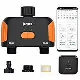 Johgee Computer per irrigazione Wi-Fi 2 uscite, computer intelligente per irrigazione Wifi con hub Wi-Fi/controllo vocale, irrigazione automatica impermeabile per giardino serra agricoltura