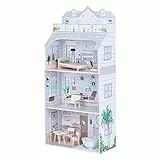 Teamson Kids House per Bambole giganti Little World di Olivia con mobili e Accessori, casa delle Bambole in Legno, 3 Anni di Gioco da 12 Pollici di Bambole per Bambini, di età+ Anni+