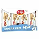 Lago 1968, Poker Nocciola Sugar Free 4x45g, Wafer con Vellutata Crema alla Nocciola 74%, 3 Strati Friabili di Wafer Senza Zuccheri, Ideali per Dieta Ipocalorica