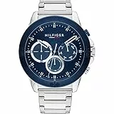 Tommy Hilfiger Orologio Analogico Multifunzione al Quarzo da Uomo con Cinturino in Acciaio Inossidabile Argentato - 1791932