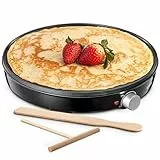Crepiere Elettriche, Cikky 30cm Rullo e Spatola Inclusi Piastra Elettrica per Crepes, gallette e piadine, Crepiera con Controllo Della Temperatura, 1000W