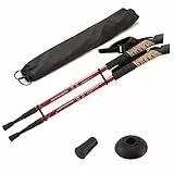 MidGard Nordic Walking Bastoni telescopici da trekking in lega di alluminio con manico in sughero e ammortizzazione, regolabili, lunghezza 70-135 cm, colore rosso