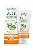 Equilibra Solari, Aloe Crema Solare Viso Anti-age SPF 50+, Protezione Solare Viso a Base di Aloe Vera, Olio di Argan, Olio di Cocco, con Vitamina C ed E e Olio di Carota, Water resistant, 75 ml