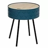 Homemania HOMJ_0034 Tavolino Basso da Caffè Funny Contenitore da Divano, Salotto Blu, Legno, Nero in Ferro, MDF, 38 x 38 x 45 cm