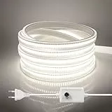 Wisada Striscia LED COB dimmerabile 3M, 220V 288 LED/m IP65 Striscia LED FCOB flessibile super luminosa impermeabile CRI85 per Camera da letto, Illuminazione armadio (Bianco)