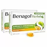 Benagol Herbal Gusto Miele, Integratore Alimentare, Con Vitamina C e Zinco Per Supportare il Sistema Immunitario, 24+24 Pastiglie