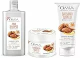 Omia, Kit Routine Haircare, Set Cura Capelli con Shampoo, Maschera Capelli e Balsamo con Mandorla di Sicilia per Cute Sensibile, Adatto a Lavaggi Frequenti, Senza SLES e PEG