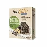 BIOSUN - Barrette Proteiche Cacao e Nocciole Biologiche, 4 barrette per 140g, Snack Proteici, Ricco di Fibre, Raw crudo, Snack Sano e Nutriente, senza Glutine, Biologico, Made in Italy