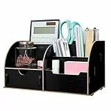 Exerz Organizer Da Scrivania In Legno, Spazio Per Appunti Da Scrivania, Organizer Per Documenti Cartacei E Notebook, Ripostiglio Per Ufficio E Casa Fai-Da-Te. Multifunzione Con 7 Scomparti